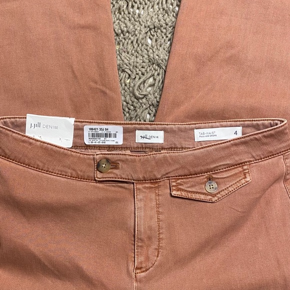 Women's Tab-Waist Full-Leg Denim Crops Pants - Picture 6 of 7